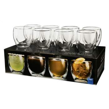 Ozeri Set of 8 Double Wall 8oz Hot and Cold Drink Glasses, Moderna Artisan Series