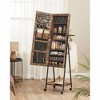 SONGMICS Lockable Mirror Jewelry Cabinet Standing Jewelry Armoire with 4 Wheels Mirror with Jewelry Storage Rustic Brown and Black - 3 of 4