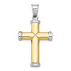 Black Bow Jewelry Men's 14k Yellow Gold & White Rhodium Hollow 3D Cross Pendant - 3 of 4