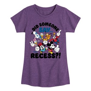 Girls' - Disney - Mickey Minnie Donald Goofy Daisy Pluto Recess Fitted Short Sleeve Graphic T-Shirt - 1 of 4