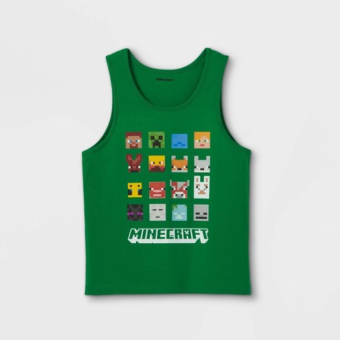 Boys Minecraft Grid Squares Tank Top Green Target - fabric for roblox green