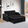 Velvet Sleeper Sofa Couch with Pullout Bed, Sofa Beds with Side Pocket, Cupholder, Adjustable Backrest and Pillows, Loveseat Sofa Sleeper Black - 4 of 4
