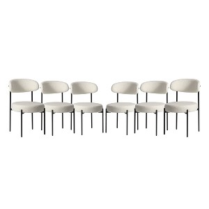 WestinTrends Alexandria Mid-Century Modern Upholstered Faux Shearling Round Dining Chairs - 1 of 4