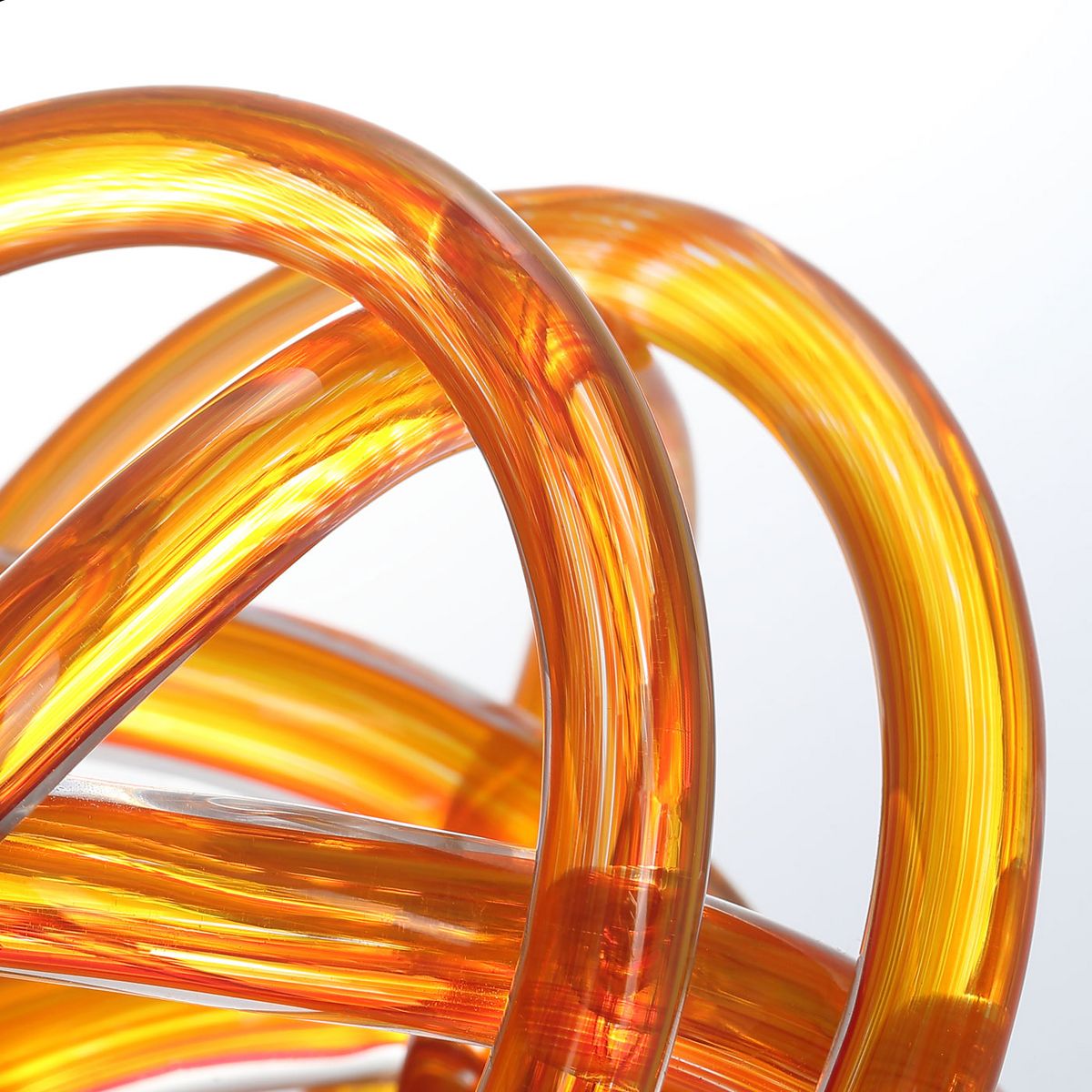 Luxury Lane Hand Blown Orange Infinity Knot Sommerso Art Orbit Glass Ball - thumbnail 2