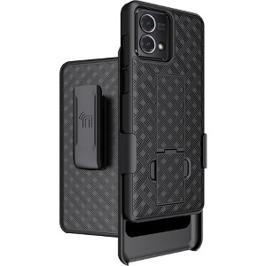 Nakedcellphone Slim Case with Stand and Belt Clip Holster for Motorola Moto G Stylus 5G (2023) - Black - 1 of 4