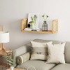 17 Inch Rattan Wall Shelf, Wooden Hanging Bookshelf Storage, Natural Cute Nursery Shelves Wall Mounted, Boho Decorative Floating Shelves - 2 of 4