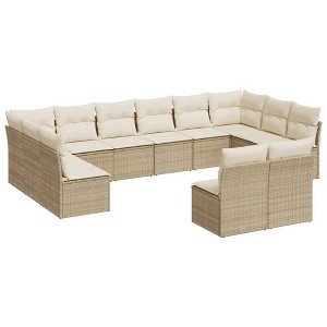 vidaXL Garden Sofa Set Beige Poly Rattan Large Modular Garden Sofa Set - 1 of 4