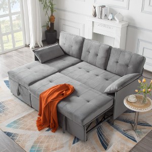 77.6" Reversible Sectional Sleeper Sofa Grey - 1 of 1