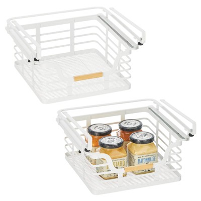 Mdesign Metal Kitchen Under Shelf Storage Baskets - 2 Pack - Soft  Brass/natural : Target