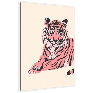 Kate & Laurel All Things Decor 28"x38" Sylvie Trendy Tiger Framed Canvas by Honey Island Studio White - 1 of 4