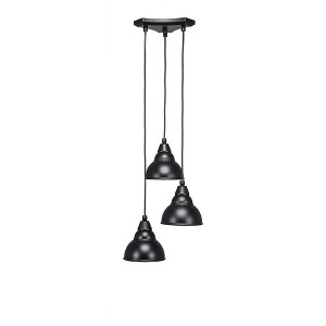 Toltec Lighting Europa 3 - Light Pendant in  Matte Black with 7" Matte Black Double Bubble Metal Shade Shade - 1 of 1