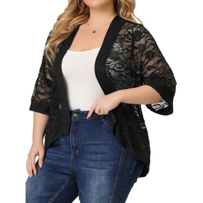 Lightweight black cardigan plus size sale