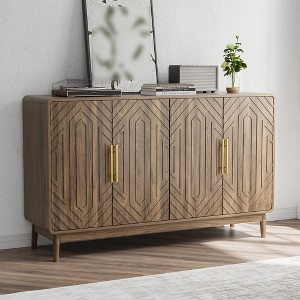 55" Sideboard Buffet Cabinet, Wood Coffee Bar Cabinet with Adjustable Shelves, Accent Entryway Console Table, Floor Cupboard Cabinet for Living Room - 1 of 4