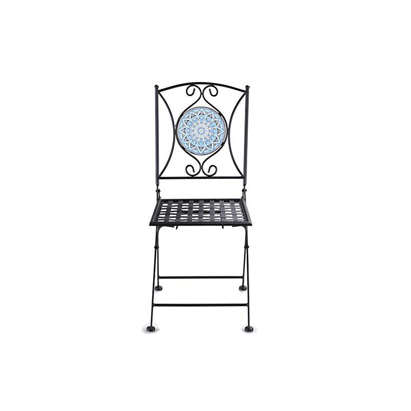 The Lakeside Collection Metal Folding Patio Chair with Decorative Tile Mosaic, 5 of 8