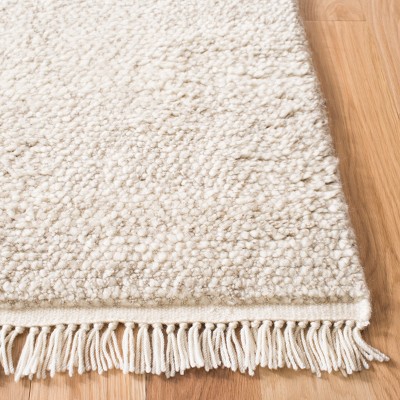 Beige Hand-Knotted Wool Shag Runner Rug 2'6" x 6'