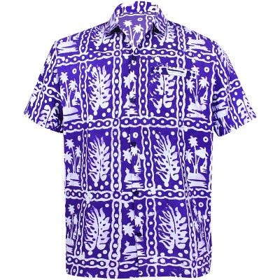 LA LEELA Men's Hawaii Cruise Vacation Tops Hawaiian Print Aloha Mens Shirts Stylish Beach Short Sleeve Button Down