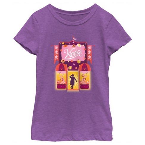 Girl's Wonka Candy Factory Logo T-shirt - Purple Berry - Small : Target