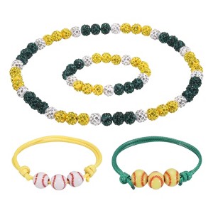 Unique Bargains Baseball Necklace Set Bling Rhinestone Beaded