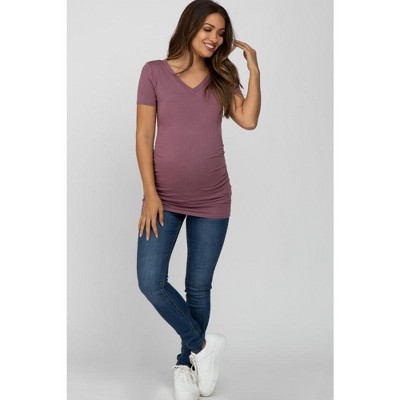 PinkBlush Mauve V-Neck Ruched Side Maternity Top
