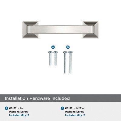 Satin Nickel 3 Inch Center-to-Center Cabinet Drawer Pull