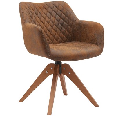 Suede Black Modern Swivel Office Accent Arm Chair with Oak Wood Legs for Small Space
