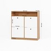 PDTEND Shoe Storage Cabinet With 4 Flip Drawers, Shoe Rack Organizer Cabinet with Wooden Handle and Anti-Tip Fitting - Natural - 2 of 4