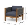 1 Piece Outdoor Patio Acacia Wood Armrests Club Chair,Fabric Upholstered Lounge Chair,Polyethylene Rattan Weave Garden Club Chair-Coolbibila - 4 of 4