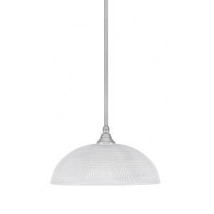 Toltec Lighting Stem 1 - Light Pendant in  Brushed Nickel with 13" Clear Ribbed Shade - 1 of 1
