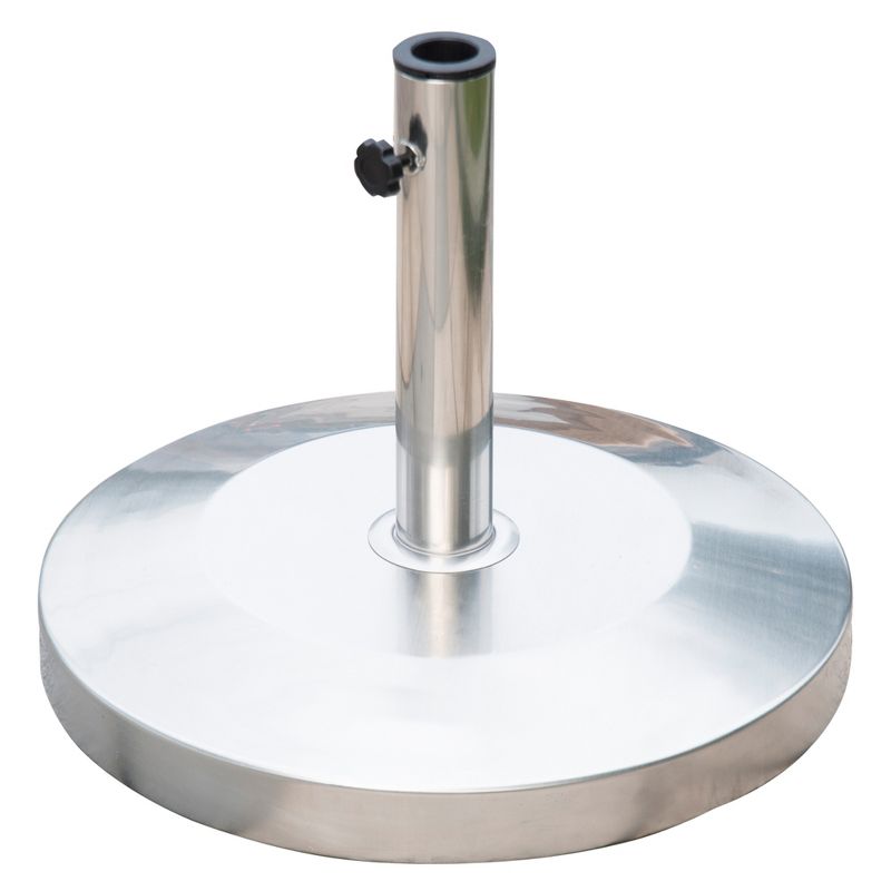 Outsunny 55lb Round Stainless Steel Outdoor Patio Umbrella Stand Base with Heavy Cement Bottom & Mirror Finish, 1 of 9