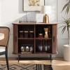 LuxenHome Mid-Century Modern 2-Door Accent Cabinet with Slatted Sliding Doors, Dark Oak Brown - 4 of 4