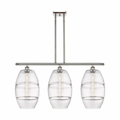 Vaz - 3 Light Stem Hung Island In Industrial Style-19 Inches Tall and 36.5 Inches Wide