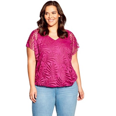 Avenue Women's Plus Size Elora Burnout Top