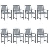vidaXL Acacia Wood Patio Chair Set with Cushions, 8 Pieces, Durable & Weather-Resistant, Gray Anthracite, Outdoor Seating, Retro Style - 3 of 4