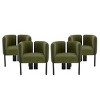 Set of 4 Modern Green Boucle Dining Chairs with Wood Legs, Stylish Accent Chairs for Living Areas, Kitchen or Dining Room Chairs-Panipeachy - 3 of 4