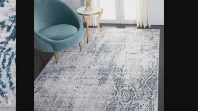 Gray Abstract Stain-Resistant Synthetic Area Rug 65" x 5"