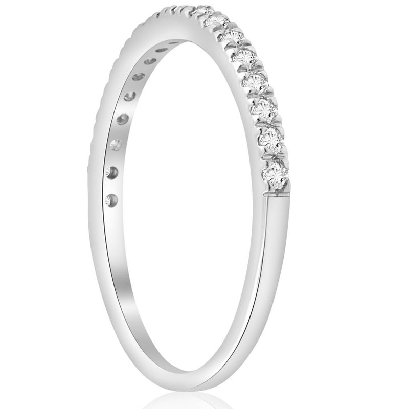 Pompeii3 1/4Ct  Diamond Ring Stackable Womens Wedding Band 10K White Gold, 2 of 6