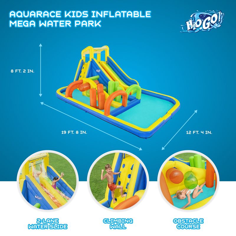 Bestway H2OGO! AquaRace Kids Inflatable Outdoor Water Park with Dual Slides, Built-In Sprayer, Splash Pool, Storage Bag, & Air Blower for Quick Setup, 4 of 8