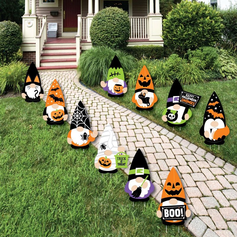 Big Dot of Happiness Halloween Gnomes - Gnome Lawn Decorations - Outdoor Spooky Fall Party Yard Decorations - 10 Piece, 1 of 9