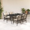 vidaXL 5 Piece Patio Dining Set - Cushioned Brown Poly Rattan Chairs & Tempered Glass Table for Garden, Backyard, Patio, Outdoor - 2 of 4