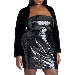 ELOQUII Women's Plus Size Faux Fur Bolero - 1 of 4