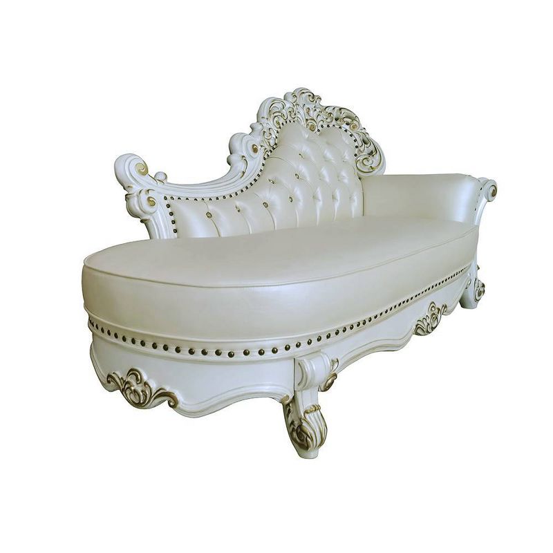81&#34; Vendome Chaise Lounge Synthetic Leather and Antique Pearl Finish - Acme Furniture, 4 of 9