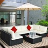 Costway 7PCS Patio Rattan Furniture Set Sectional Sofas Off White & Grey Cushion Covers - 2 of 4