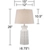 360 Lighting Helene Country Cottage Table Lamps 26" High Set of 2 Ceramic Rustic Cream White Glaze Linen Tan Shade for Bedroom Living Room Bedside - 4 of 4