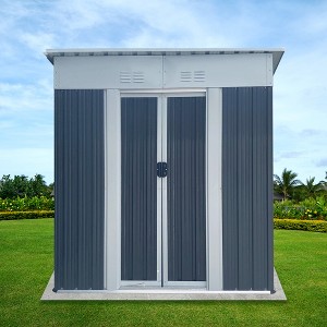 ORRD 5FT x 3FT Outdoor Storage Shed, Grey Metal Garden Tool House with Pent Roof for Tools & Bikes - 1 of 4
