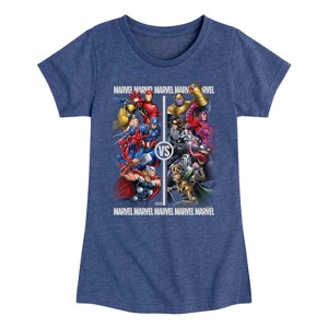 Girls' - Marvel - Heros Vs Villains Fitted Short Sleeve Graphic T-Shirt - 1 of 4