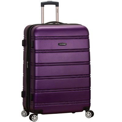 Rockland Melbourne Hardside Expandable Luggage with Spinner Wheels Purple Checked Large 28"