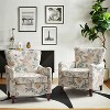 Set of 2 Vincent Wooden Upholstered Armchair with Fabric Pattern and Wingback Design for Bedroom| ARTFUL LIVING DESIGN - 2 of 4