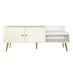 Shoe Rack Bench With Hidden Storage Compartment, Upholstered Cushions, Wooden Bench With Storage, Easy Assembly For Entryway Living Room - 1 of 4