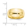 Black Bow Jewelry 7mm or 8mm 10K Yellow Gold Lightweight Domed Comfort Fit Band - 3 of 4