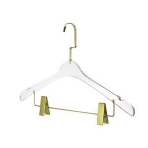 YBM Home Quality Acrylic Clear Hangers with Clips for Adults - 1 of 4